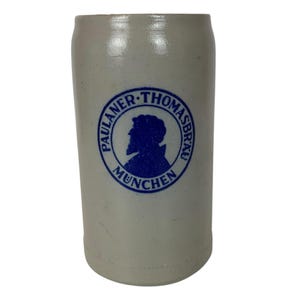 Vintage Paulaner Thomasbrau Munchen Beer Stein 1L Stoneware Tankard Germany