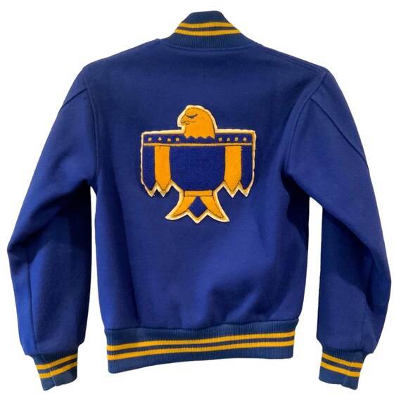 Kandel Letterman Varsity Jacket Size 34 Blue Gold… - image 2