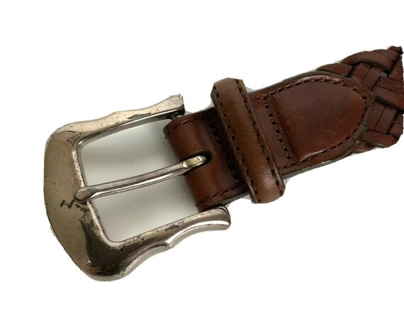 Brighton Ladies Zoo Animal Belt Sz 30 Brown Braided Leather  display picture 1