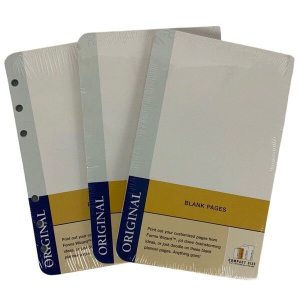 Franklin Covey Original Unlined Blank Page Refills Lot of 3 Pkgs Compact Size