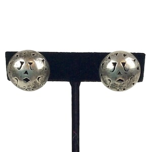 Vintage Alpaca Mexico Taxco Silver 925 Textured Button Screw Back Earrings