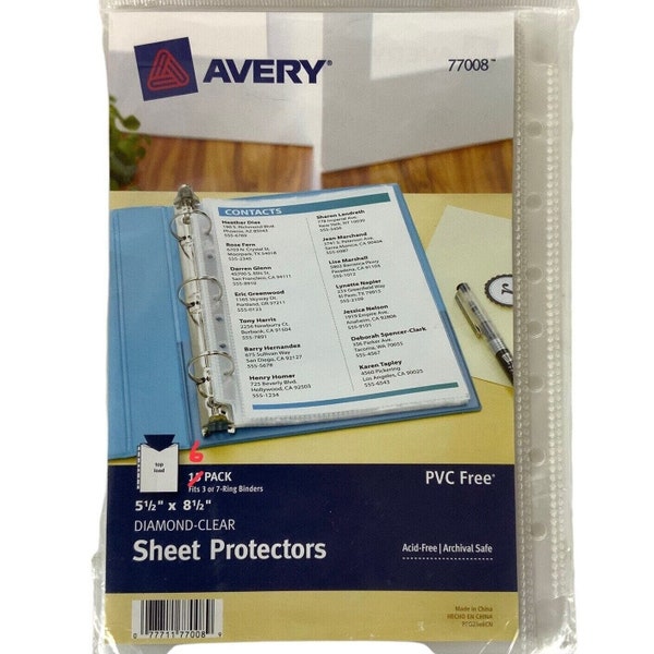 Avery Diamond Clear 5.5 x 8.5 Partial Pack of 6 Mini Sheet Protectors 77008