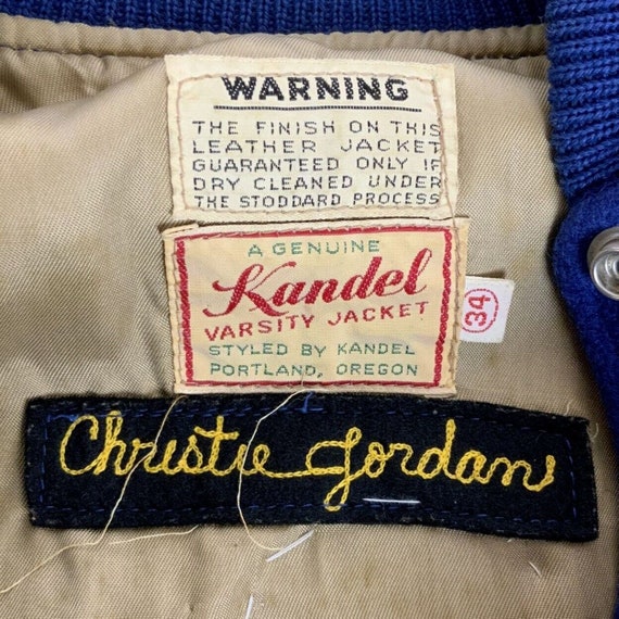 Kandel Letterman Varsity Jacket Size 34 Blue Gold… - image 5