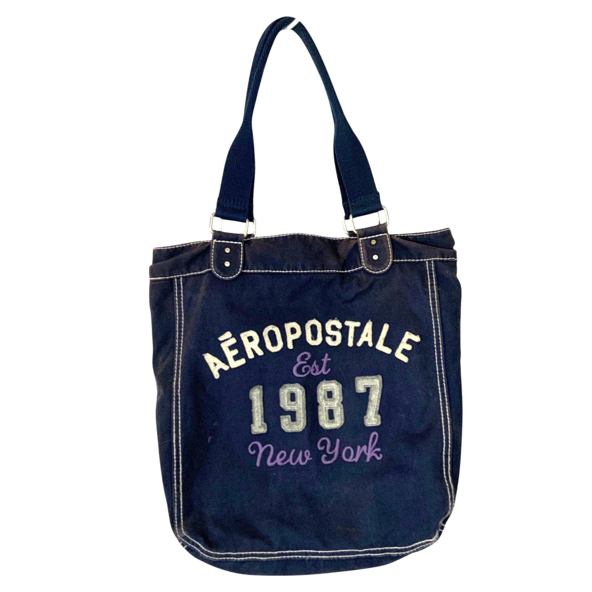 Aeropostale Navy Blue Canvas Tote Bag With Embroidered 1987  display picture 1