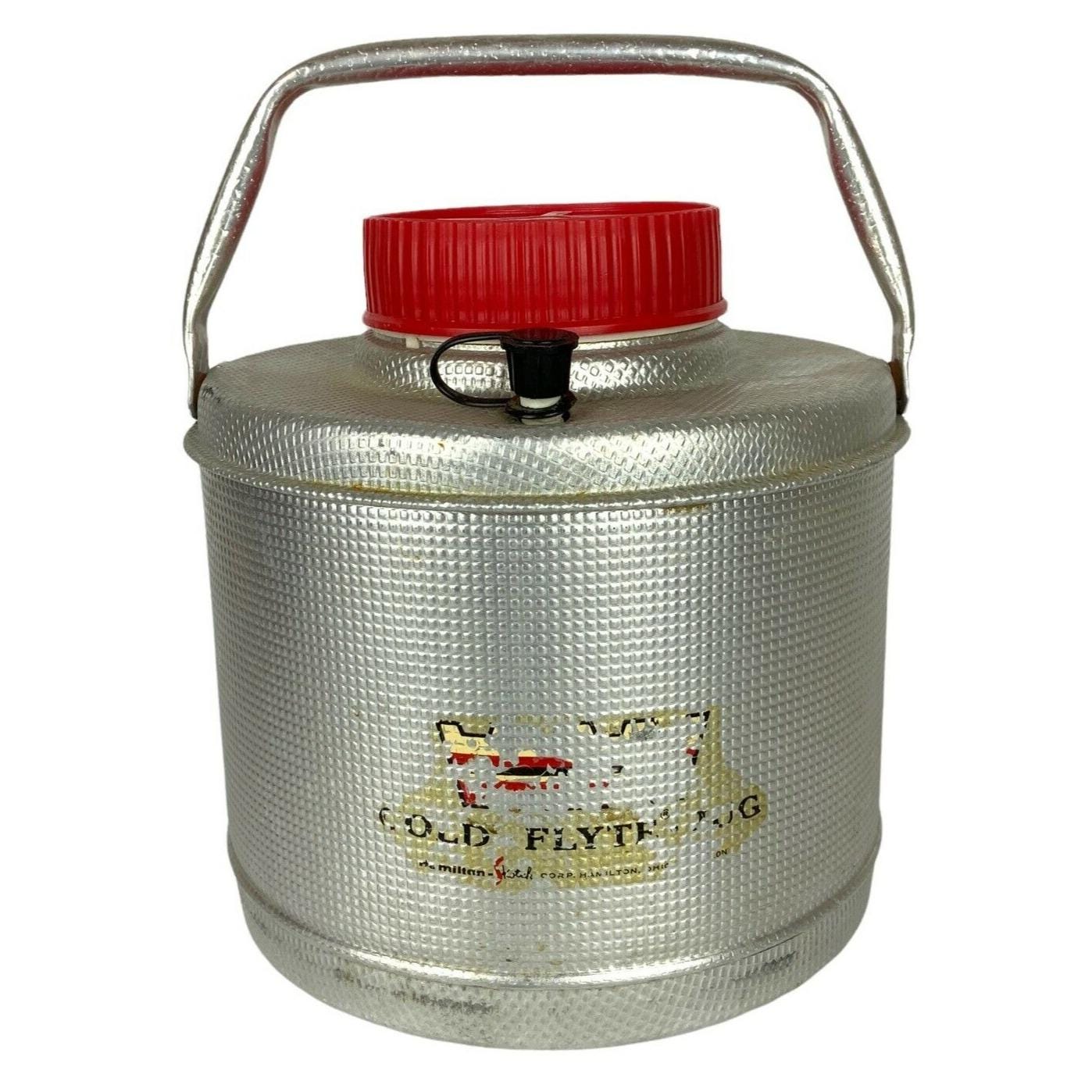 Hamilton Skotch Cold Flyte Aluminum Water Cooler Jug Red Cup Lid