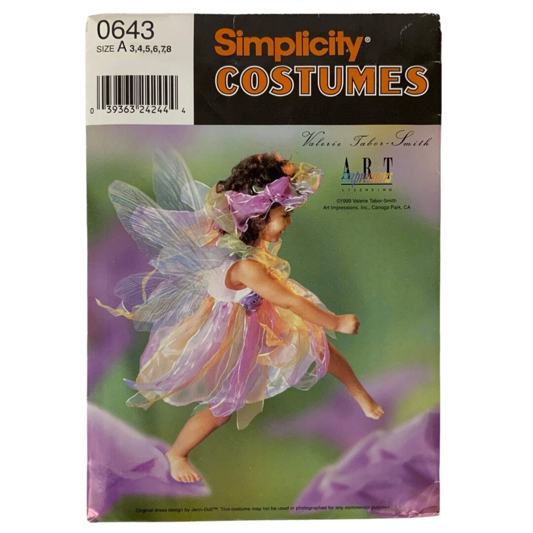 Simplicity 0643 Childs Fairy Costume Sewing Pattern Size A 3-8 Dress ...