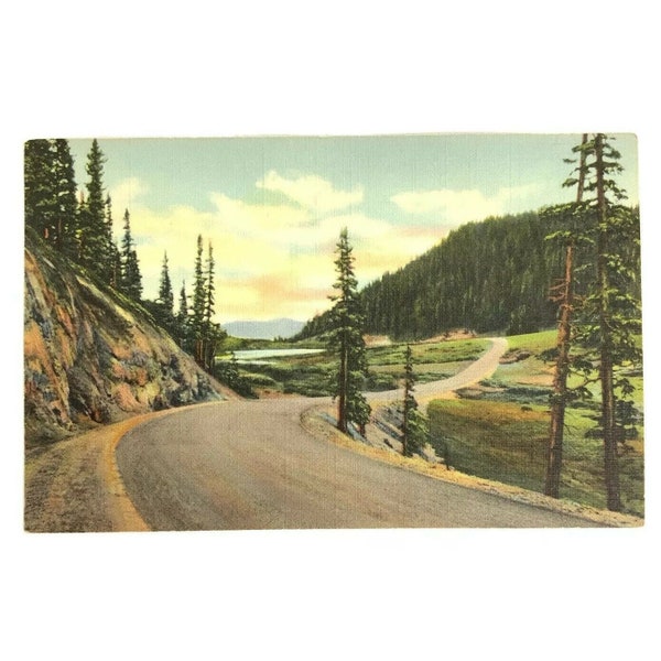 Milner Pass and Poudre Lakes Rocky Mtn CO Postcard Linen CT Art Colortone c1930s
