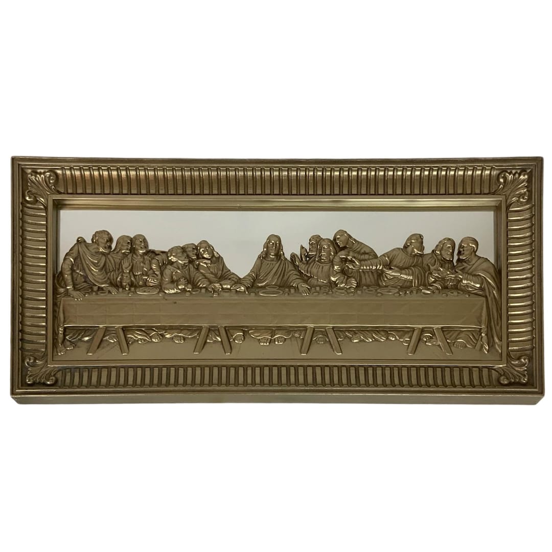 Homco Last Supper Mirror Wall Art Gold-toned Plastic Framed Religious ...
