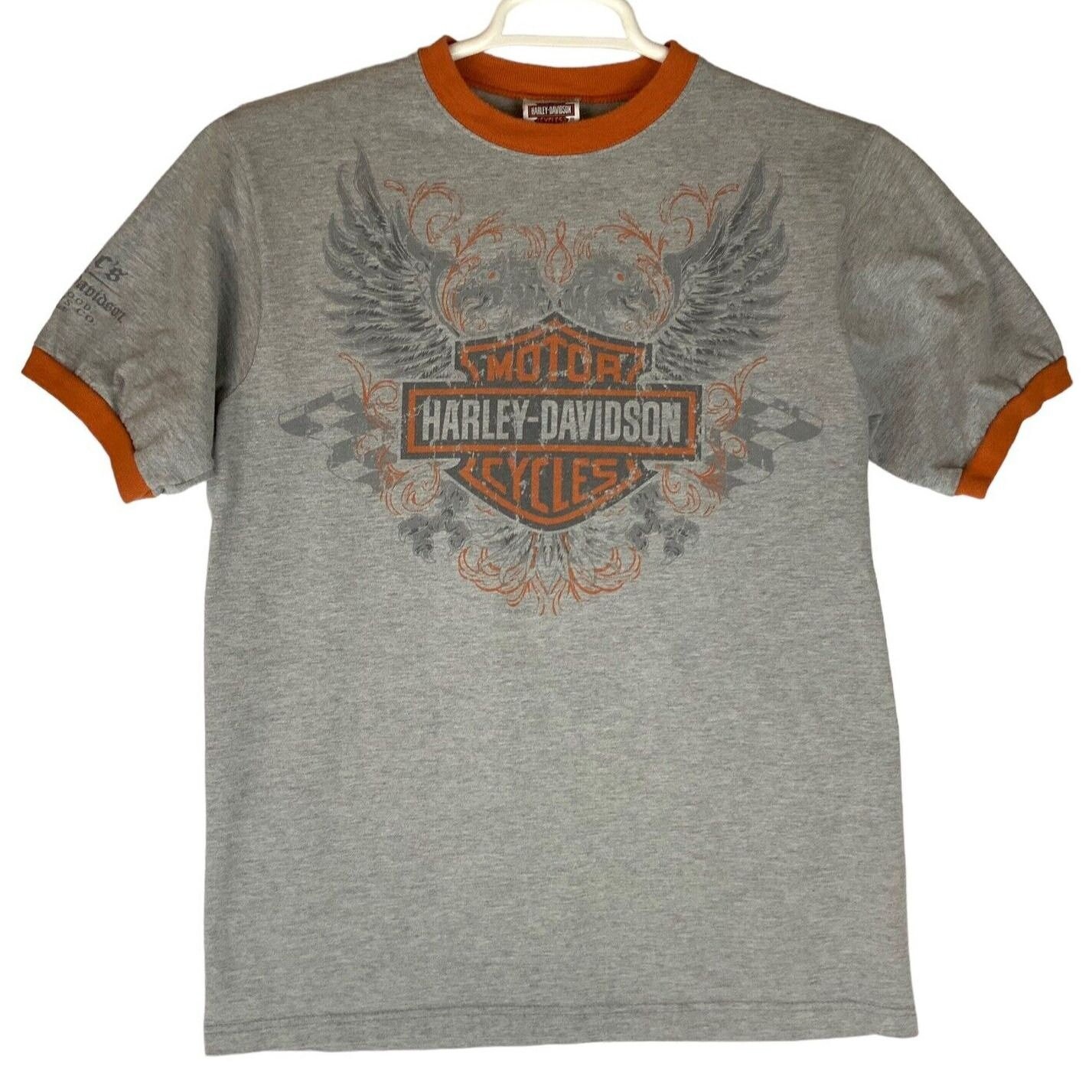 ◆Harley Davidson◆ Classic BS Ringer T-shirt Dark Gray HH15 Men's Chrome Type Tee | Harley-Davidson USA