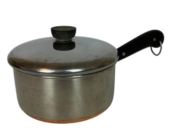 Vintage Revere Ware Copper Clad Stainless Steel 2 Quart Saucepan & Lid Pre-1968