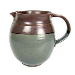 Handcrafted Art Pottery Water Pitcher Artist Signed Decorative Accent CRACKED