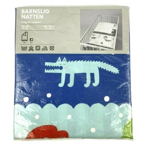 Ikea Barnslig Natten 2 Pc Crib Set Quilt Cover Pillowcase Animals Stripes Baby