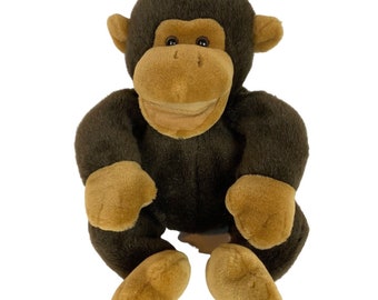 Bonkers Russ Berrie Monkey Chimpanzee Hand Puppet Brown Plush - NO SOUND