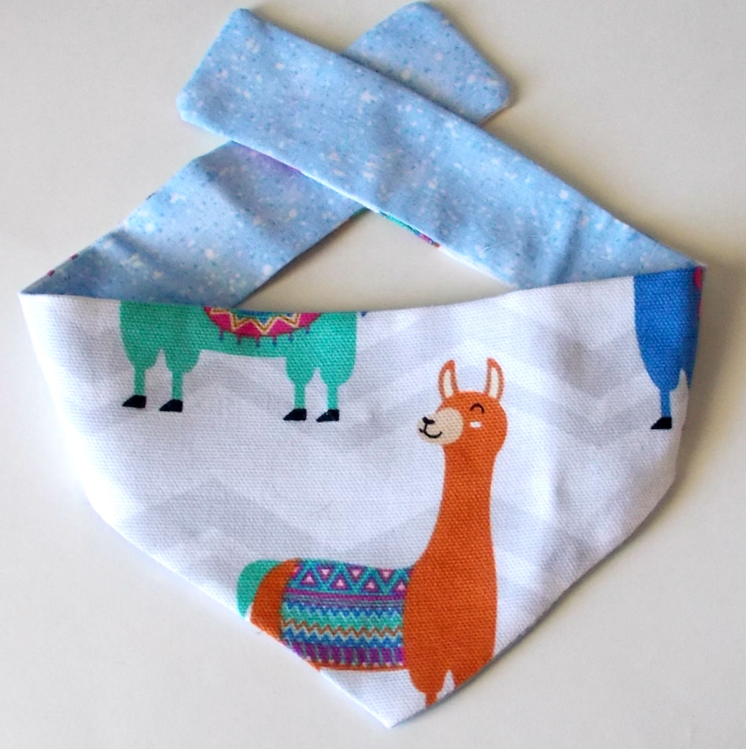 Dog Bandana Tie On Reversible Llama Print, Toy Dog Bandana