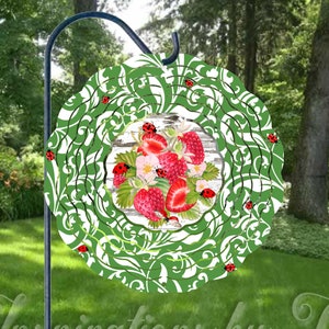 Ladybugs & Strawberries 10" Spinner Design, Spring Design, Fruit Design, Digital Design, Sublimation Download, Printable Artwork