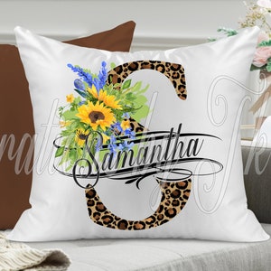 Leopard & Sonnenblumen Split Letter S Sublimation Design, 13 x 13, Monogramm bereit, für Tassen, Kissen, Fußmatten, etc, Sublimation Design
