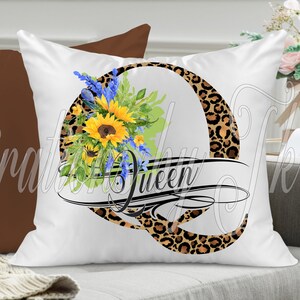 Design de sublimação de letras divididas de leopardo e girassóis, 13 x 13, pronto para monograma, para canecas, travesseiros, capachos, etc., design de sublimação