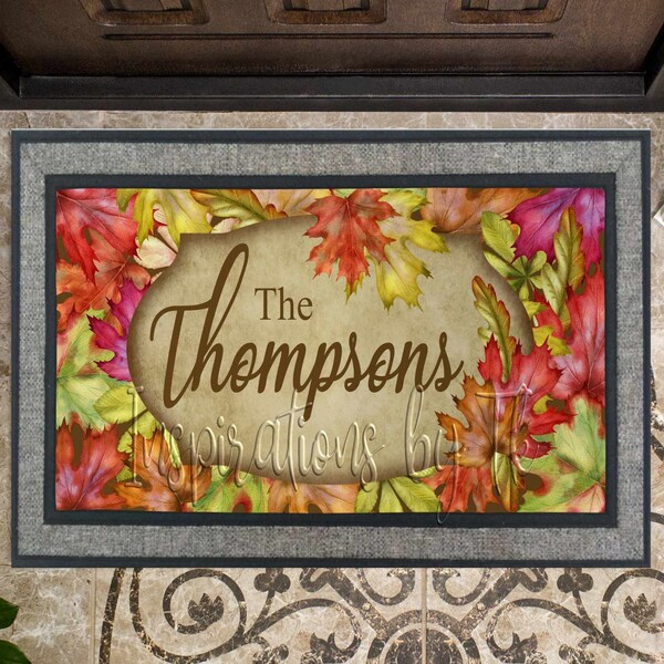 Fall Leaves Doormat Design, Ready to Personalize, Spring Design, Fall Design, Sublimation Design, Digital Download, Sublimation Download