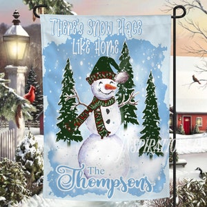 Mr. Snowman There&#39;s Snow Place Like Home Garden Flag Design, Christmas Design, Whimsical Sublimation Country Christmas, Sublimation Download