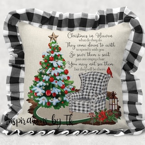 Buffalo Plaid Christmas in Heaven Design, Empty Chair & Christmas Tree, Sublimation Download Christmas in Heaven Poem In Memory of
