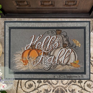 Pumpkin Hello Fall Doormat Design, Autumn Doormat, Welcome Doormat Design, Sublimation Design, Printable Artwork, Autumn, Digital Design