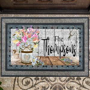 Milk Can & Tulips Welcome Door Mat Design, Spring Design, Monogram Ready, Sublimation Design, Printable Art, Sublimation Download