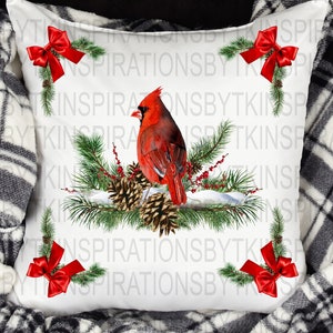 Roter Vogel auf Zweig-Design, Land Weihnachten, Kardinal, Bauernhaus Weihnachten, 13 x 13 Design, Sublimation Downloads