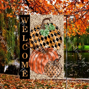 Fall Pumpkin Garden Flag, Thanksgiving Flag, Farmhouse Fall Flag, Sublimation Design, Printable Artwork