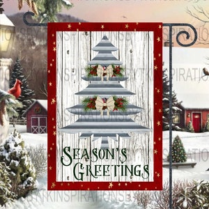 Corrugated Tin Christmas Tree Flag Design, Season&#39;s Greetings, Country Christmas, Farmhouse Christmas, Sublimation Download, Sublimation