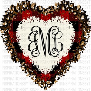 Dreifache Herzen Monogramm bereit Valentinstag Design, Buffalo plaid & Leopard Herzen, Valentinstag digitales Design, Sublimation Downloads