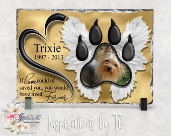 Pet Paw Print Memorial Slate Design, Gold Foil 7.8x11.8 Beautiful Tribute, Add your own Picture, Sublimation Download, Digital Design
