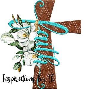 Faith Leather Cross with Magnolias Sublimation Design, Christian, Religious, Digital Design, Sublimation Download, Printable Artwork