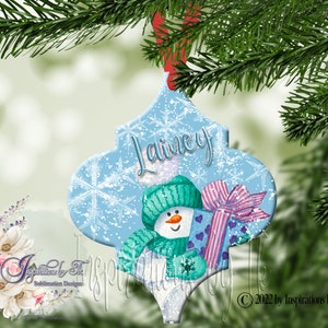Teal Snowman Ornament Design, Arabesque Design, Snowman Design, Christmas PNG, Ornament PNG, Sublimation Download, Digital Design