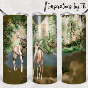 Natures Majesty, Deer & Fish 20oz Skinny Tumbler Design, Can be Personalized, Deer Design, Sublimation Design, Digital Design