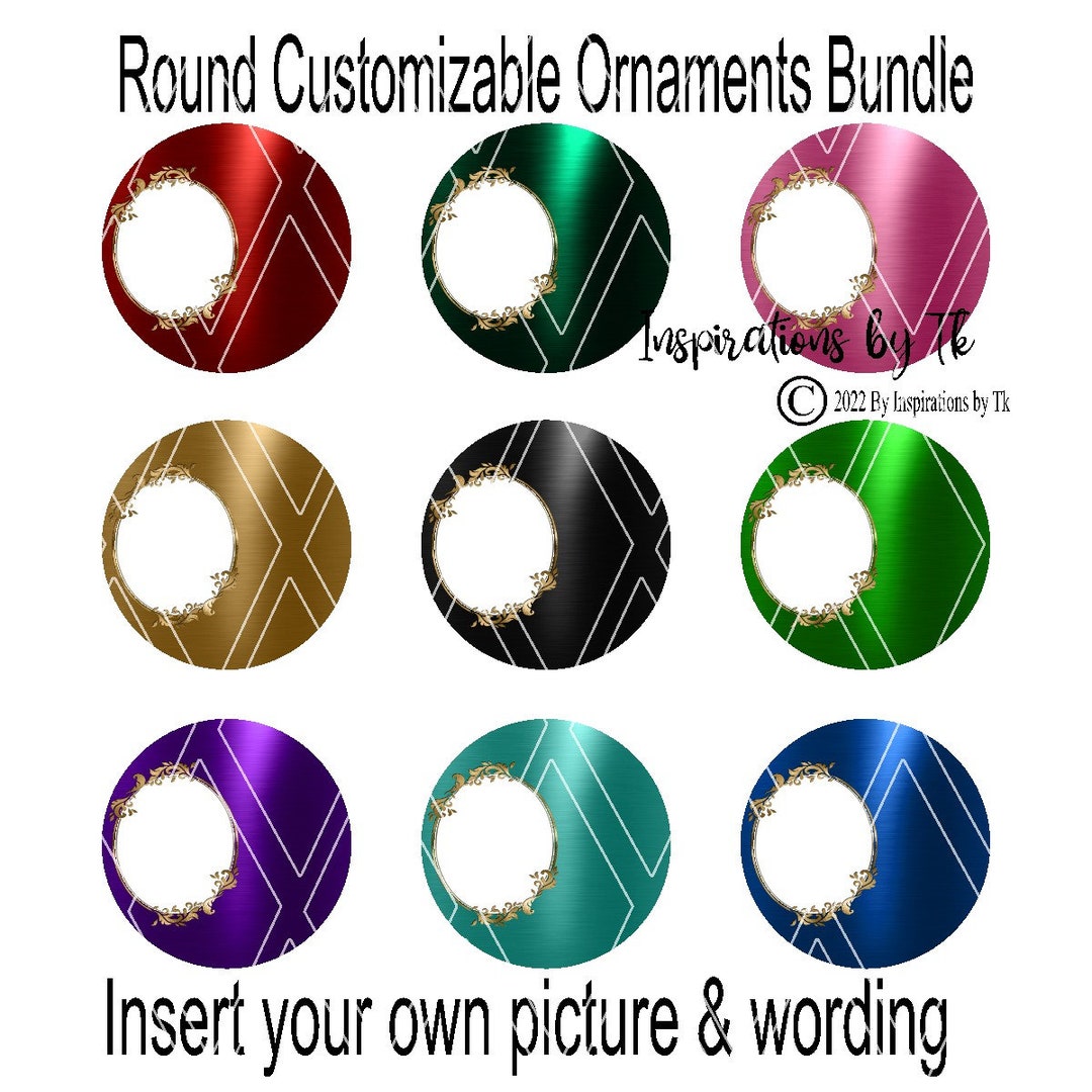 Customizable Ornaments With Picture Insert Bundle, 9 Colors, Ornament ...