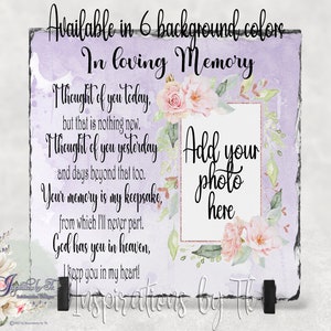 Purple Florals Memorial Slate Design, 7.8x7.8, Beautiful Floral, Add your own Picture, Sublimation Download, 300 dpi PNG, Digital Design