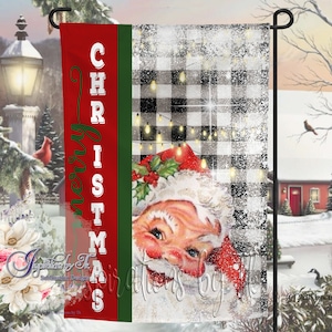 Whimsical Merry Christmas Santa Garden Flag Design, Christmas Flag, Sublimation Design, Printable Artwork, Digital Design, Digital Download