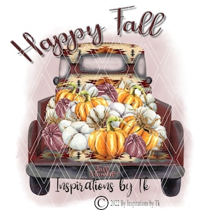 Happy Fall Rust Serape Truck & Pumpkin Design, Old Truck Thanksgiving Design, Farmhouse Design, Sublimation Download, Sublimation Design