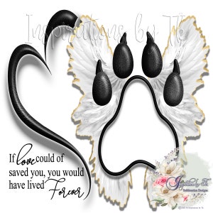 Pet Paw Print Memorial Slate Design, White 7.8x7.8 Beautiful Tribute, Add your own Picture, Sublimation Download, Digital Design image 2