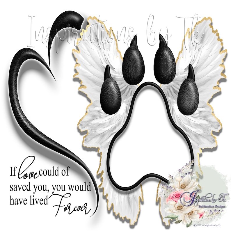 Pet Paw Print Memorial Slate Design, White 7.8x7.8 Beautiful Tribute, Add your own Picture, Sublimation Download, Digital Design image 2