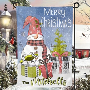 Merry Christmas Snowman & Penguins Garden Flag Design, Farmhouse Design, Whimsical Design, Sublimation Design, Ready to Personalize