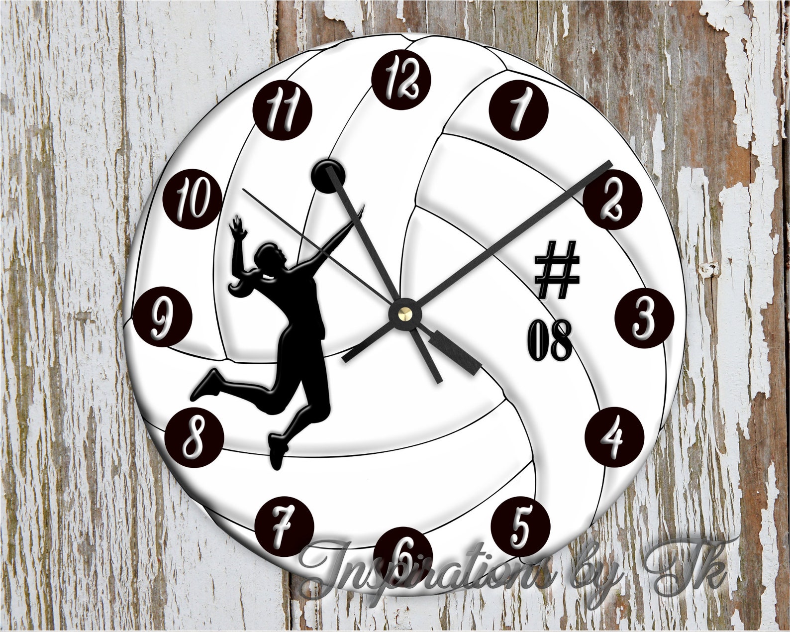 Volleyball 12 Round Clock Face Design Volleyball Clock Etsy