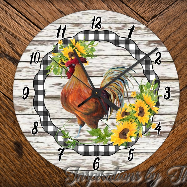 Rooster & Sunflowers 12" Round Clock Face Design, Farmhouse Design, Sublimation Download, Digital Design, Sublimation, Digital Download