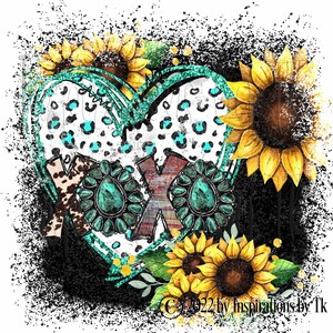 XOXO Sonnenblumen & Teal Herz Design, Sonnenblume Sublimation, BOHO, Digitales Design, Sublimation Download, GrafikDesign