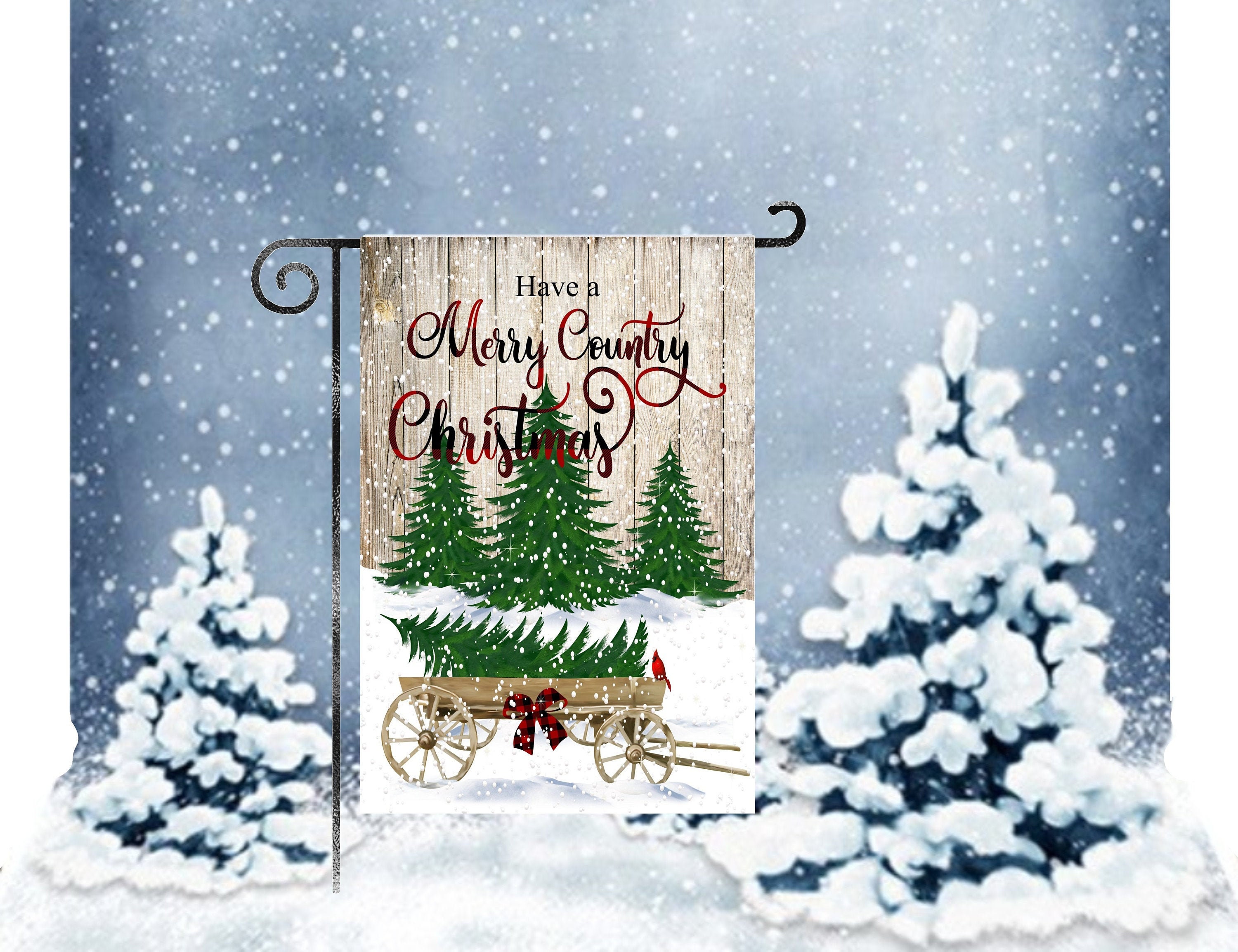 Country Christmas Garden Flag Merry Christmas Flag With - Etsy Country Christmas Garden Flag Merry Christmas Flag With - Etsy