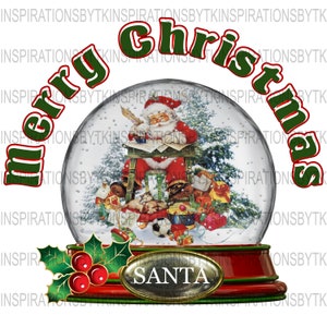 Schneekugel 2 Weihnachts-Design, Santa Weihnachten Design, Frohe Weihnachten, Sublimation Design, Sublimation Transfer, druckbare Kunstwerk