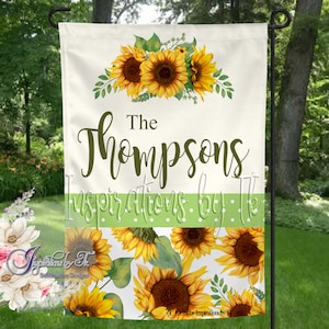 Sunflowers & Dots Garden Flag Design, Sunflower Flag, Ready to Personalize, Spring Flag, Sublimation Download, Digital Design
