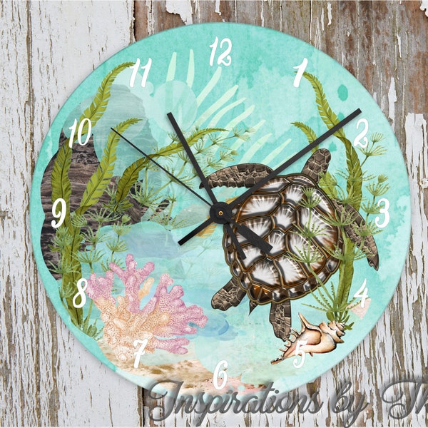 Sea Turtle in Ocean 12" Round Clock Face Design, Ocean/Sea Design, Sublimation Download, Digital Design, Sublimation, Digital Download