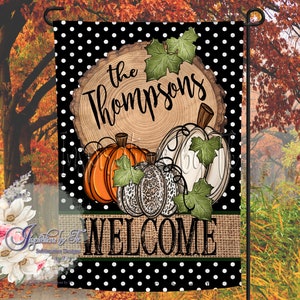 Pumpkin Trio Welcome Fall Garden Flag Design, Ready to Personalize, Autumn Flag, Sublimation Design, Sublimation, Autumn, Digital Design