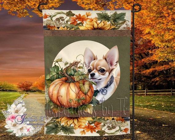 Chihuahua & Pumpkins Garden Flag Chihuahua & Pumpkins Garden Flag